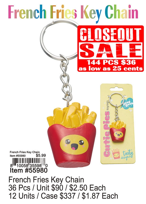 French Fries Keychain - Closeout 144 Pcs.